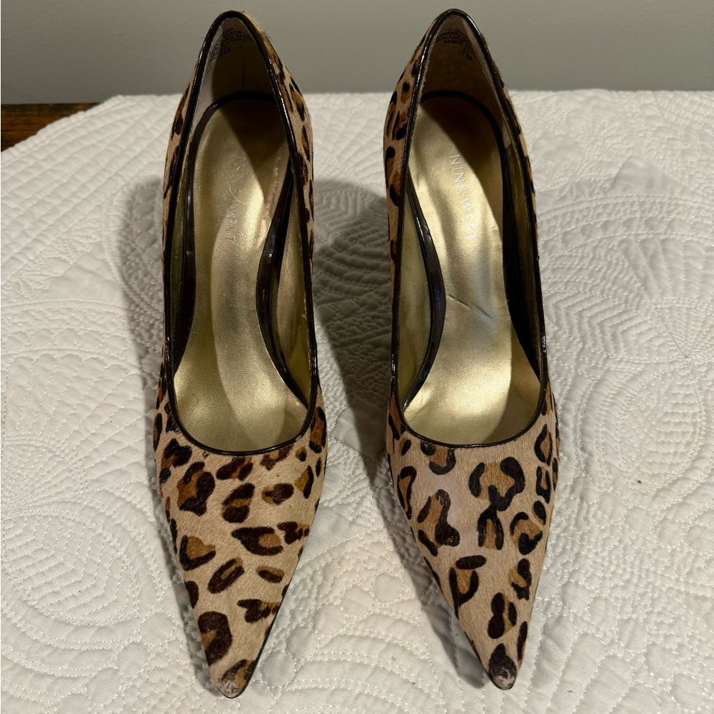 New Nine West Leopard Calf Hair Heels 7